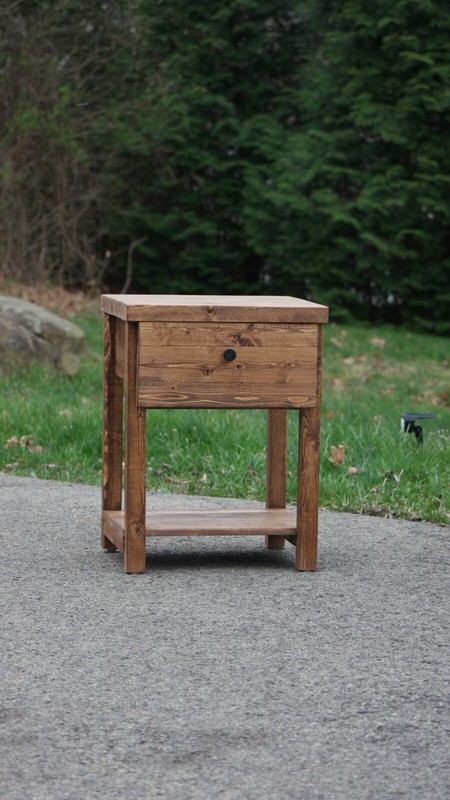 Rustic Bedside Table With Concealed Drawer & Shelf. Solid Wood Handmade gallery