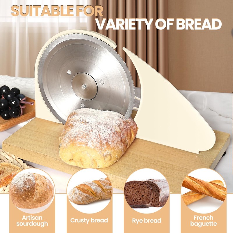 Manual Bread Slicer Adjustable Thickness, Hand Crank Bread Slicer for Homemad gallery