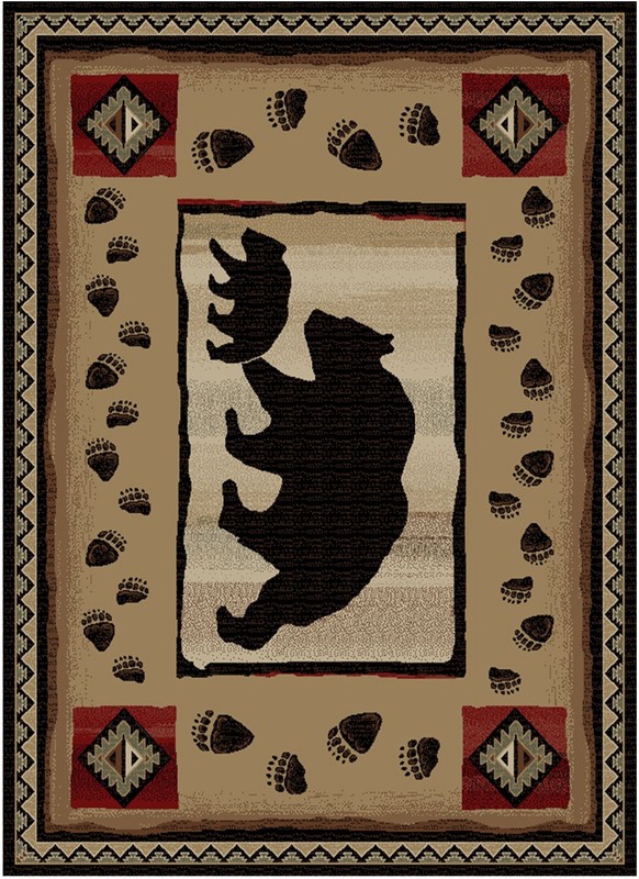 Lodge Cabin Bear Paw Rustic Brown Black Area Rug **FREE SHIPPING** gallery