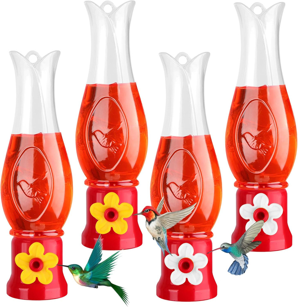 ORIENTOOLS Hummingbird Feeder 4Pack, Mini Hanging Flower Bird Feeders for Outdoo