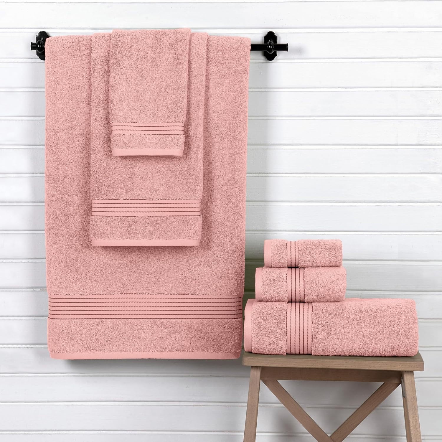 Solid Print 100% Turkish Cotton Towels & Washcloths Dusty Rose 6 Count gallery