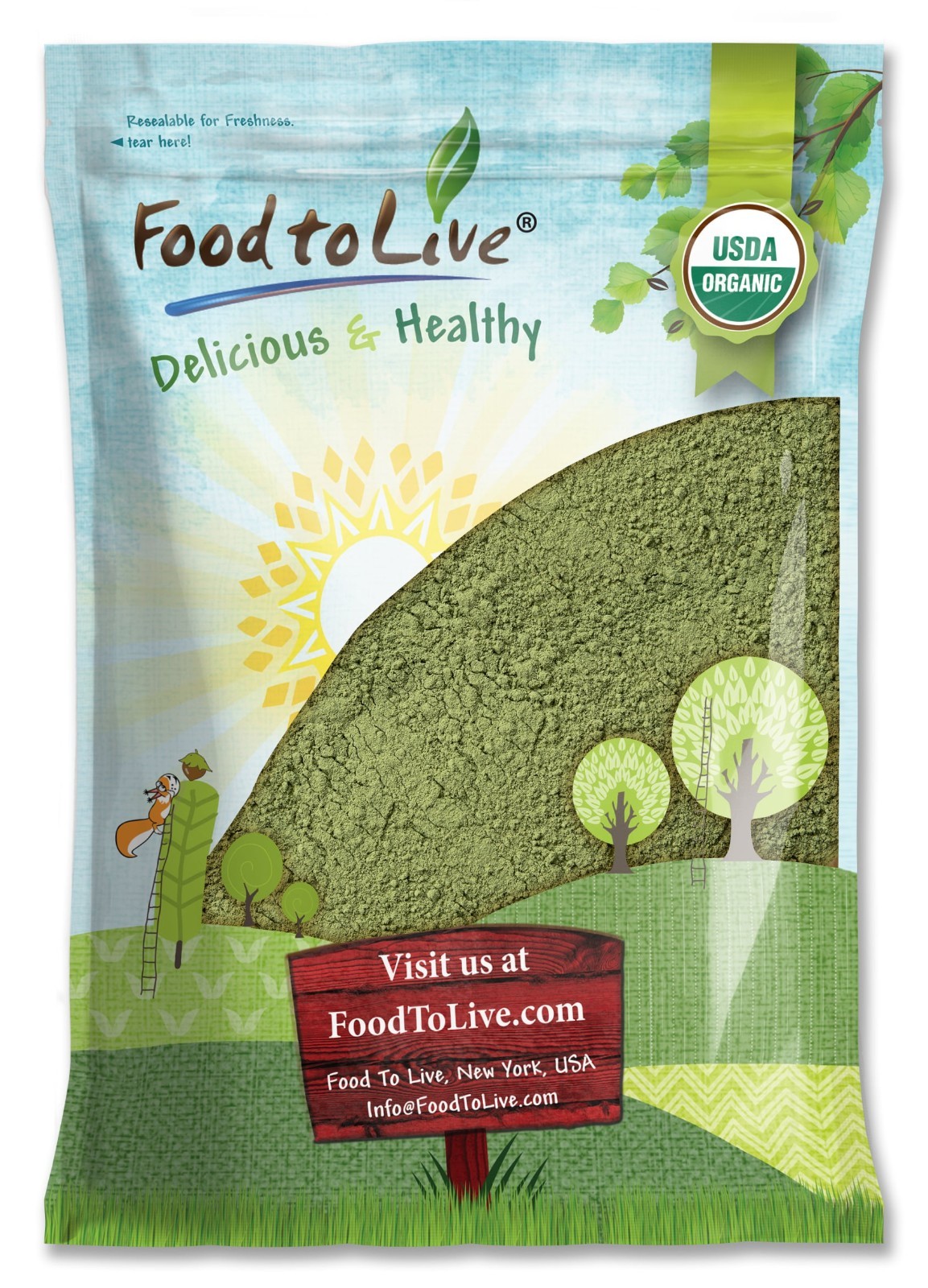 Organic Alfalfa Powder – Non-GMO, Made from Raw Dried Whole Young Leaves, Vegan gallery