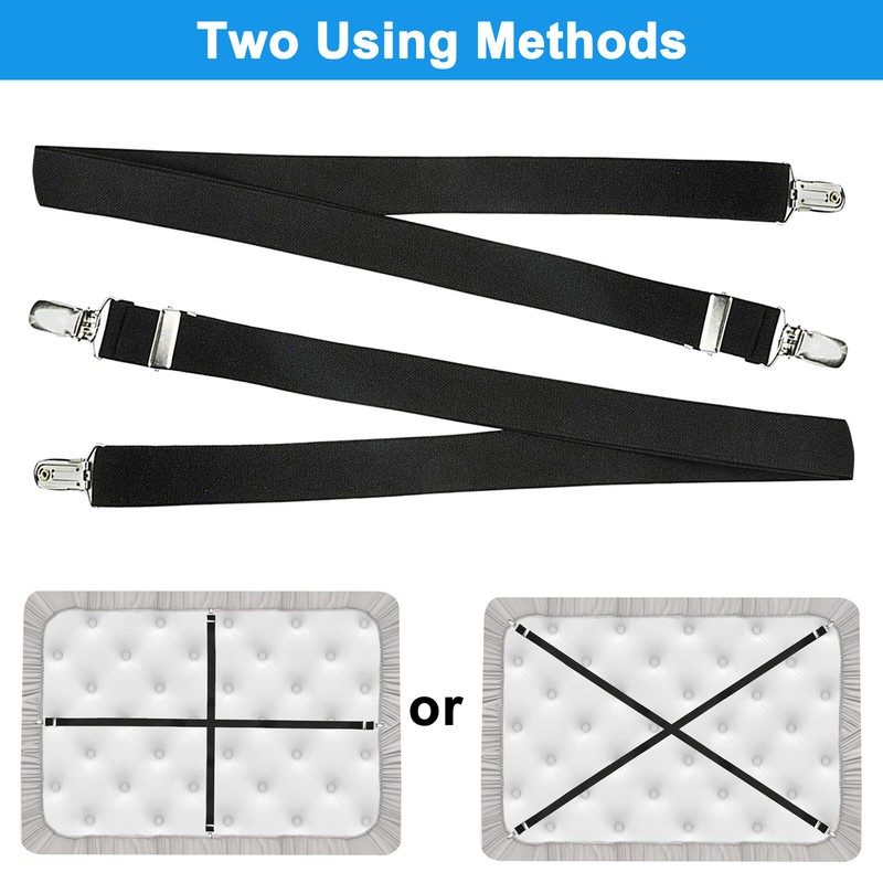 2 PCS Adjustable Bed Fitted Sheet Straps Suspenders Belt Gripper Fastener Clips gallery
