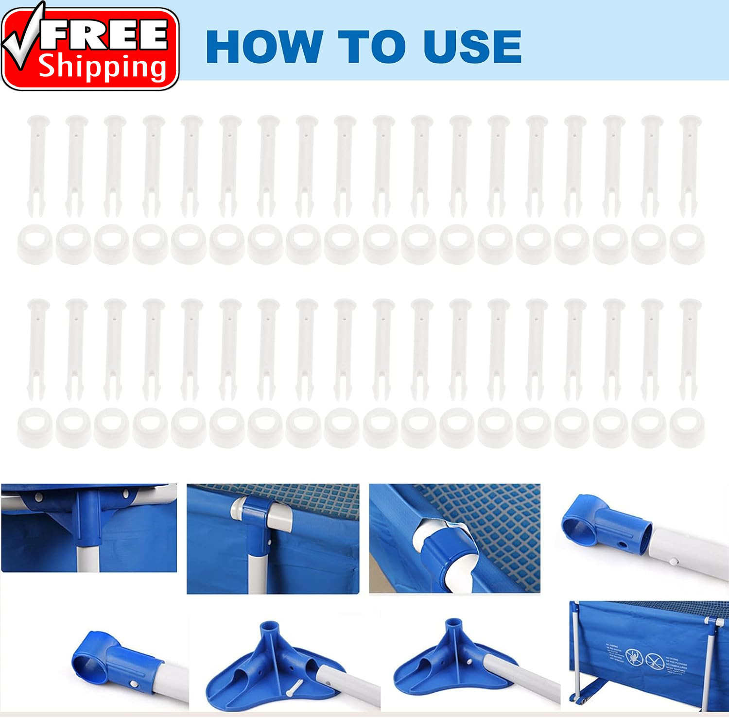 36Pcs Plastic Pool Joint Pins & Pool Seals Compatible with Intex 13'-24' above G gallery