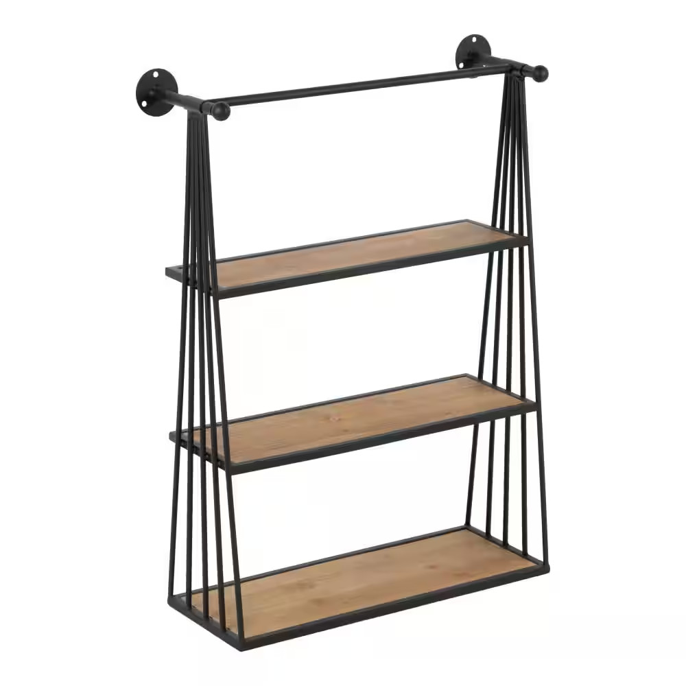 23 In. X 30 In. X 8 In. Rustic Brown/Black Decorative Wall Shelf gallery