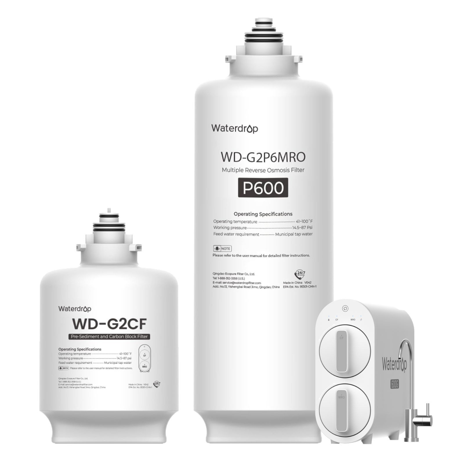 Waterdrop WD-G2P600-W Replacement Filter, Pack of 1 WD-G2CF and 1 WD-G2P6MRO gallery