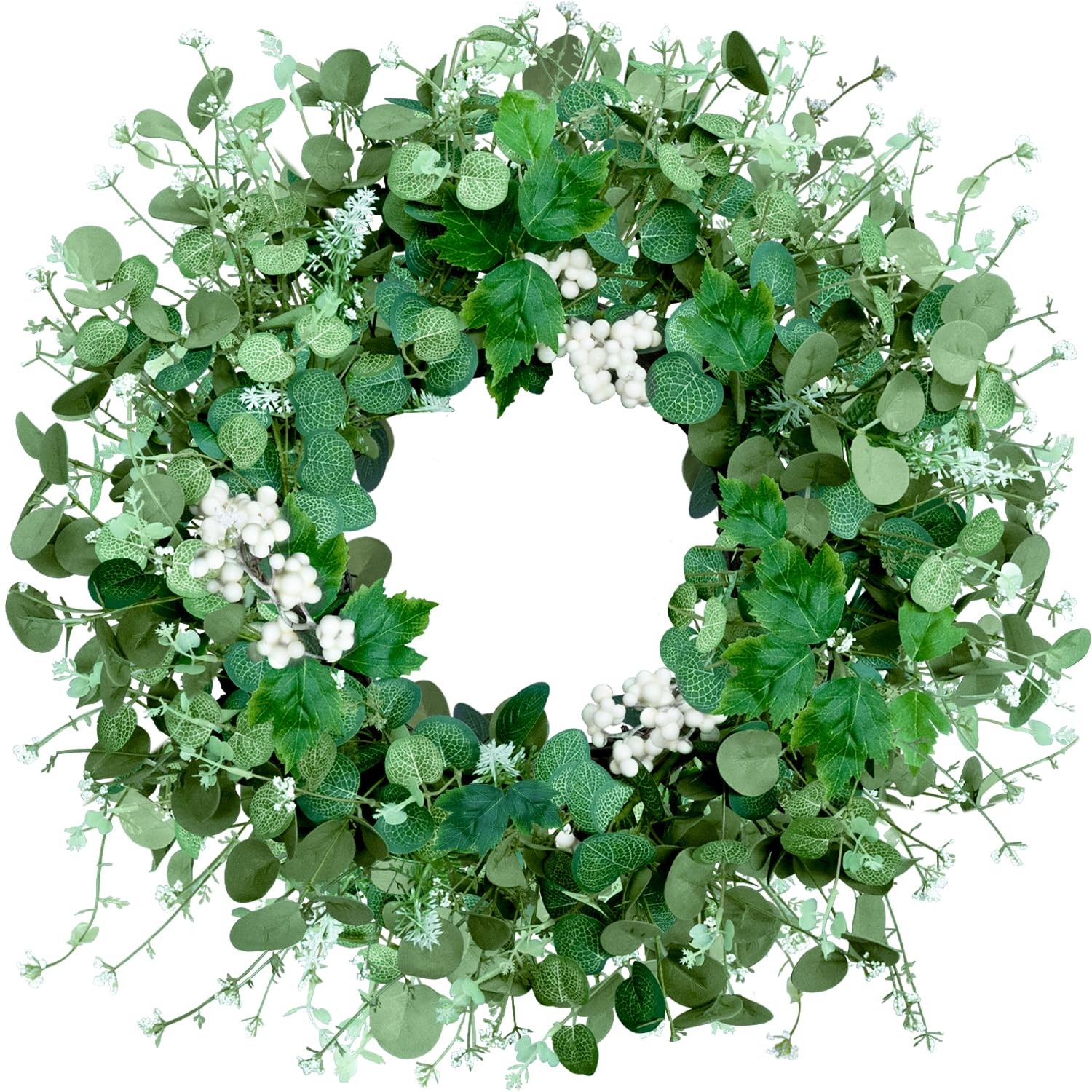 Qingbei Rina Spring Wreaths for Front Door 22 Inch, Eucalyptus Door Wreath wi... gallery
