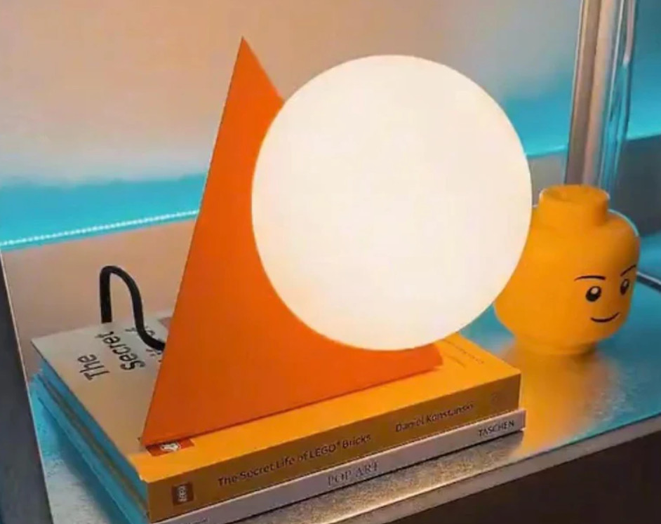 Dimmable Pyramid Table Lamp Modern Geometric Bedside LED Light Decor gallery
