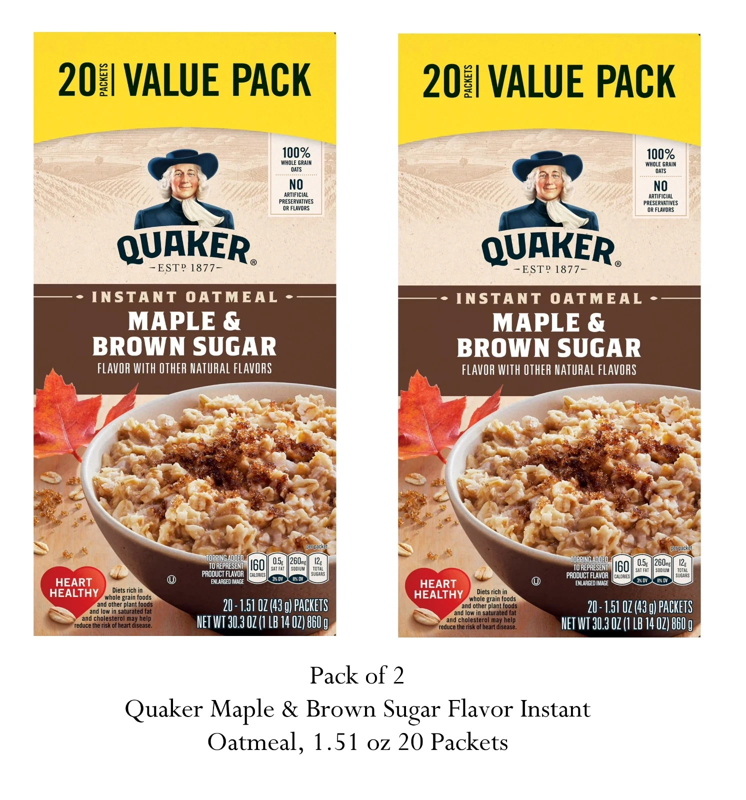 Quaker Maple & Brown Sugar Flavor Instant Oatmeal, 1.51 oz 20 Packets gallery