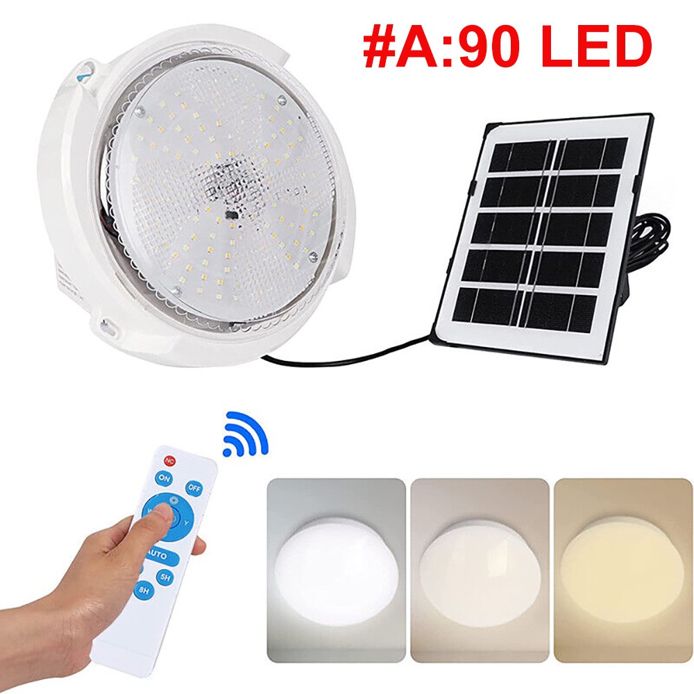 LED Solar Ceiling Light Indoor Outdoor Shed Solar Pendant Lamp w/ Remote Control gallery