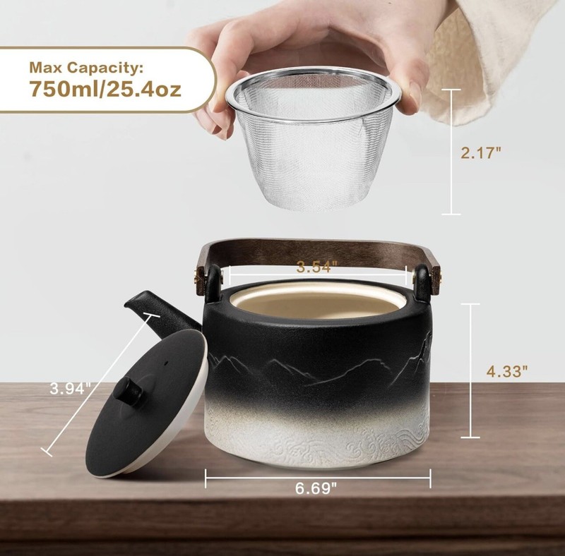 suyika Ceramic Teapot with Bamboo handle Removable Brand New gallery