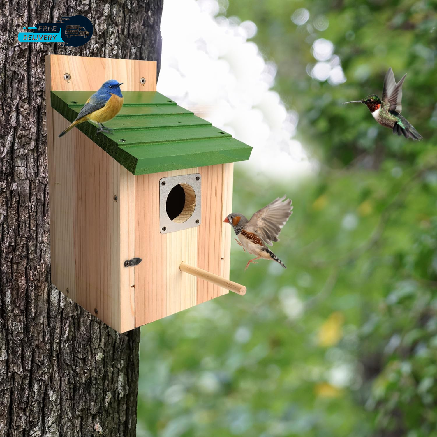 Bird Houses for outside with Copper Guard Thicken Cedar Wooden Nesting gallery