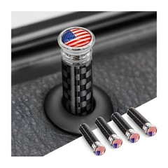 Moly Magnolia 4PCS Car Door Lock Knobs, American Flag Carbon Fiber Door Lock Pin