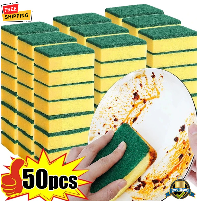 10/30/50PCS Double-Sided Magic Sponge Heavy Duty Kitchen Cleaning Pads gallery
