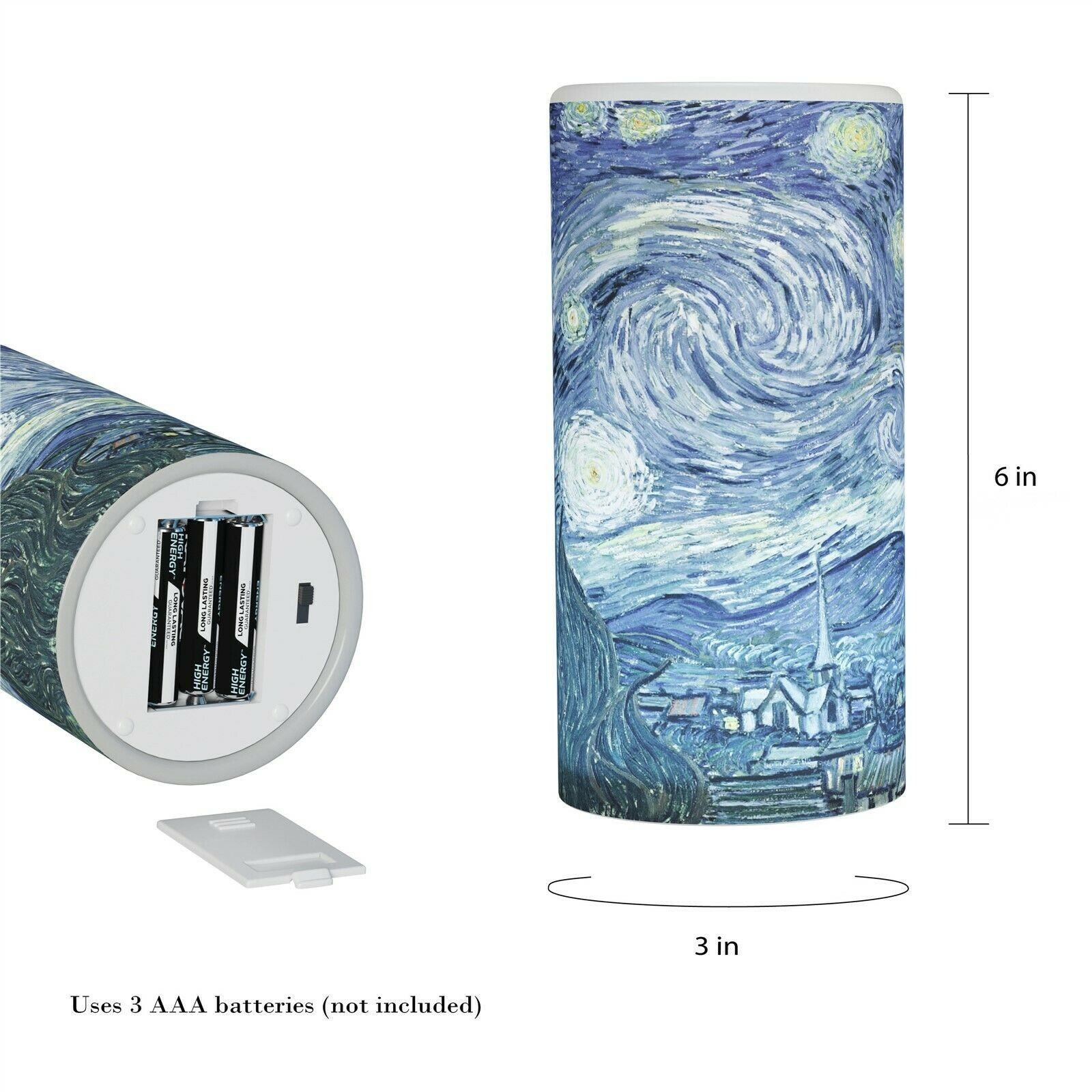 Scented Starry Night LED Candle Remote Timer Flickering Flameless Van Gogh Art gallery
