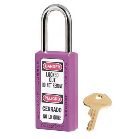 Master Lock 411Prp Lockout Padlock, Keyed Different, Thermoplastic, Purple, 1 gallery