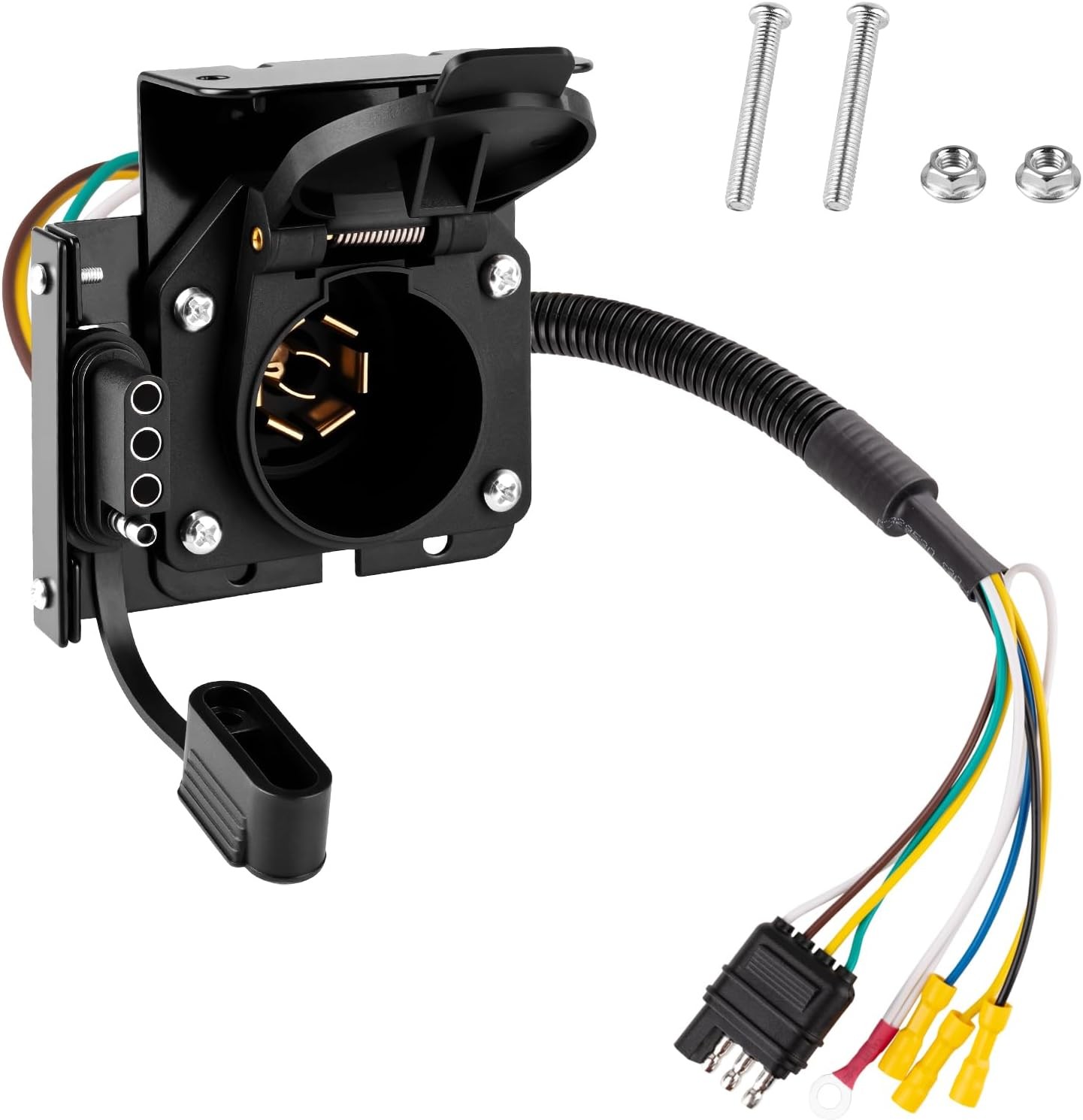 Universal 4-Way Flat to 7-Way RV Blade Adapter Kit, 7 Pin Trailer Light Connecto gallery
