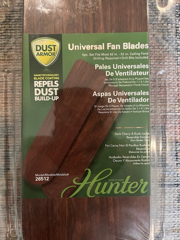 Hunter 26512 Reversible Brown Universal Ceiling Fan Blades, 42"-52" gallery