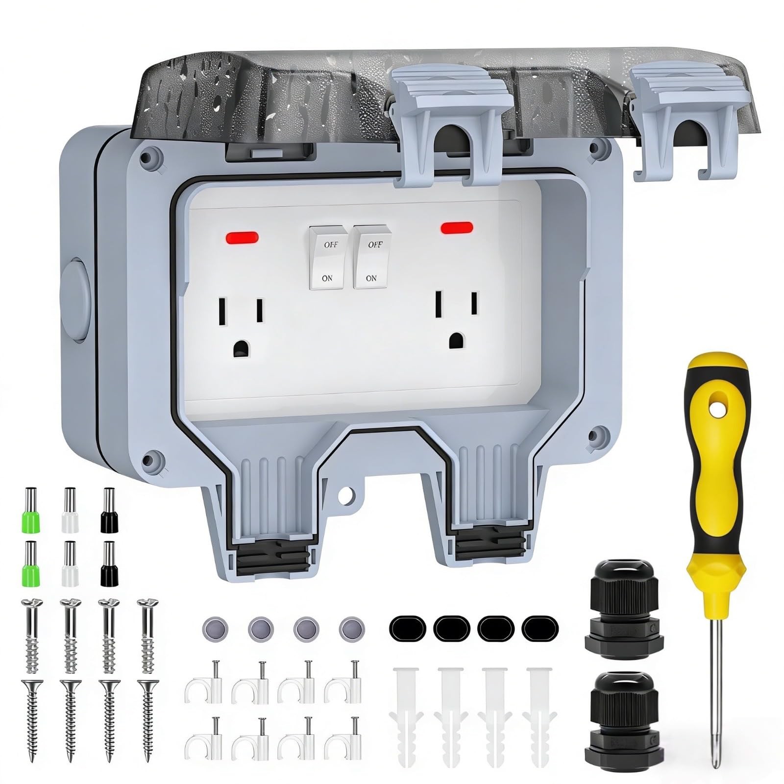 Double Outdoor Outlet with Box Waterproof IP66 Outdoor Electrical Receptacle, Ou gallery