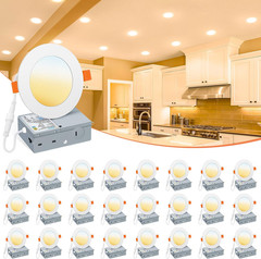 24 Pack 4″ Ultra-Thin Dimmable LED Recessed Lighting 5CCT 810LM
