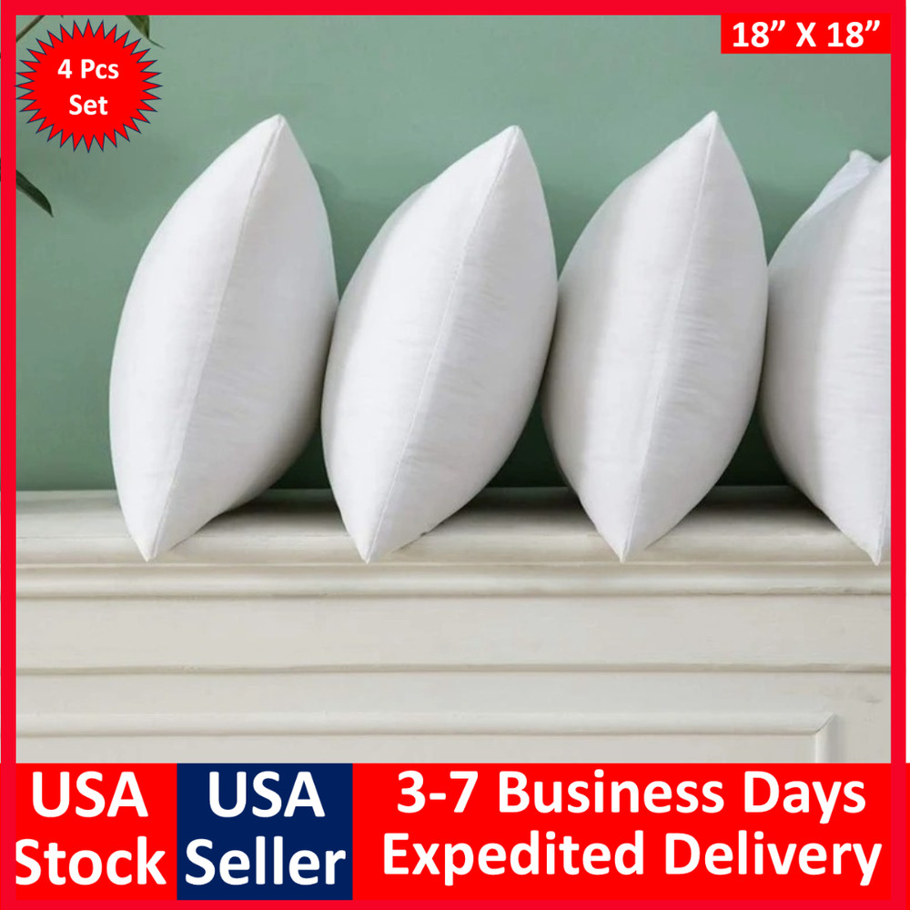 Pack of 4 Throw Pillows Insert Ultra Soft Bed & Couch Sofa Decor Luxury Bedding