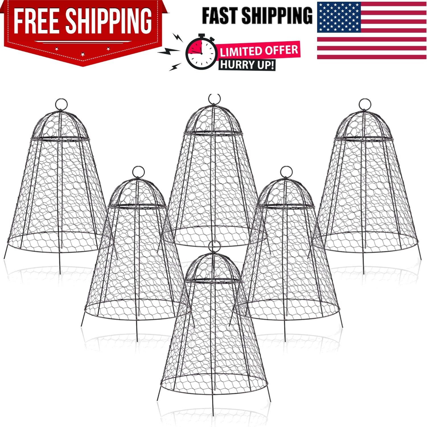 Durable Rustproof Garden Cloches for Plants - 6 Count, 12" x 20" Heavy Duty Mesh gallery