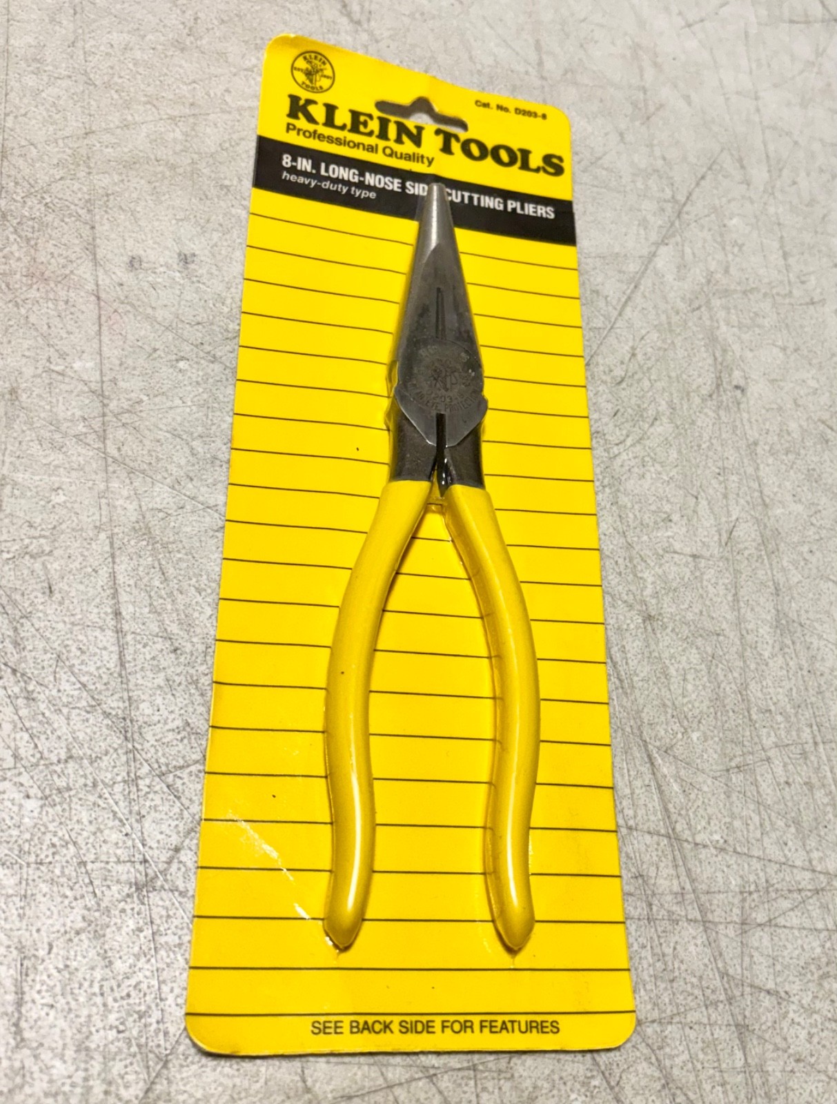 VTG. 1994 KLEIN TOOLS 8" SIDE CUTTING LONG NOSE PLIERS BRAND NEW SEALED D203-8 gallery