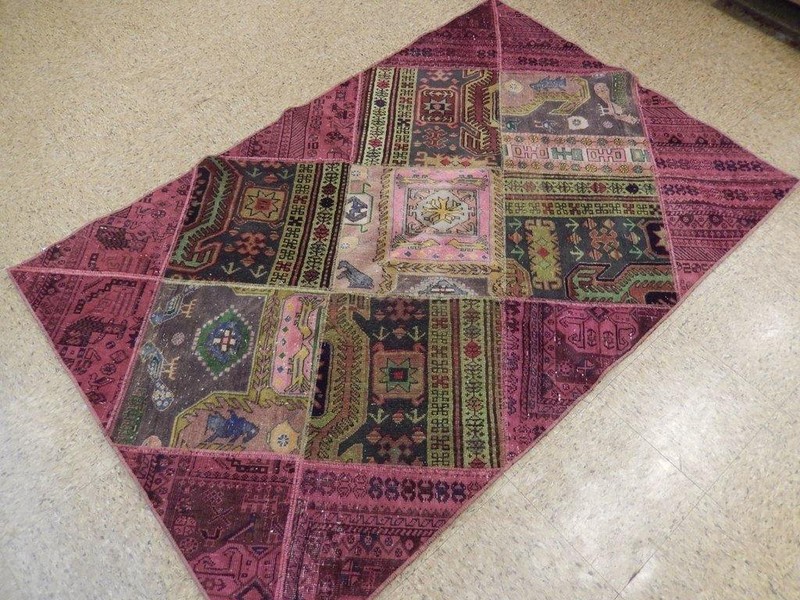 4x6' Red Antique Traditional Patchwork Rug 22151 gallery