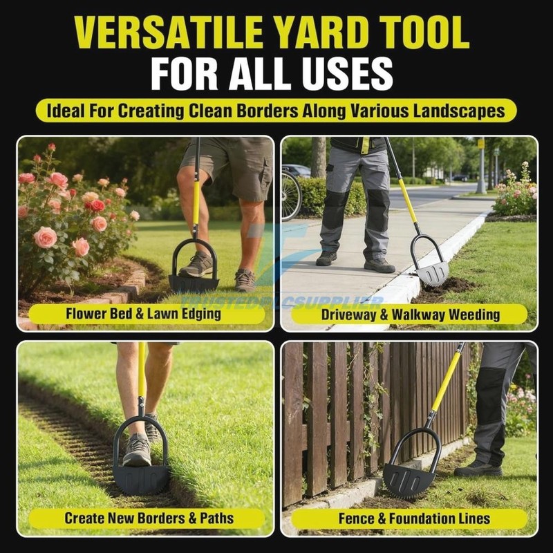 42" Manual Grass Edger Tool with V-Shape Serrated Blade Long Handle Garden Edger gallery
