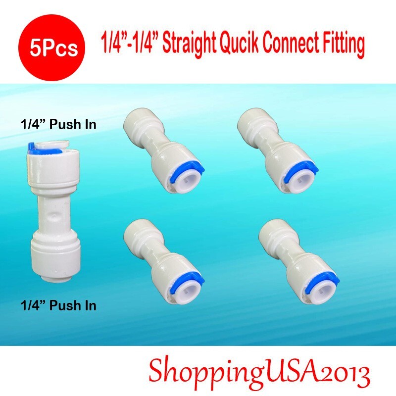 5 X 1/4-1/4" Quick Connect Straight Fitting Connector Push In Fit Ro System gallery