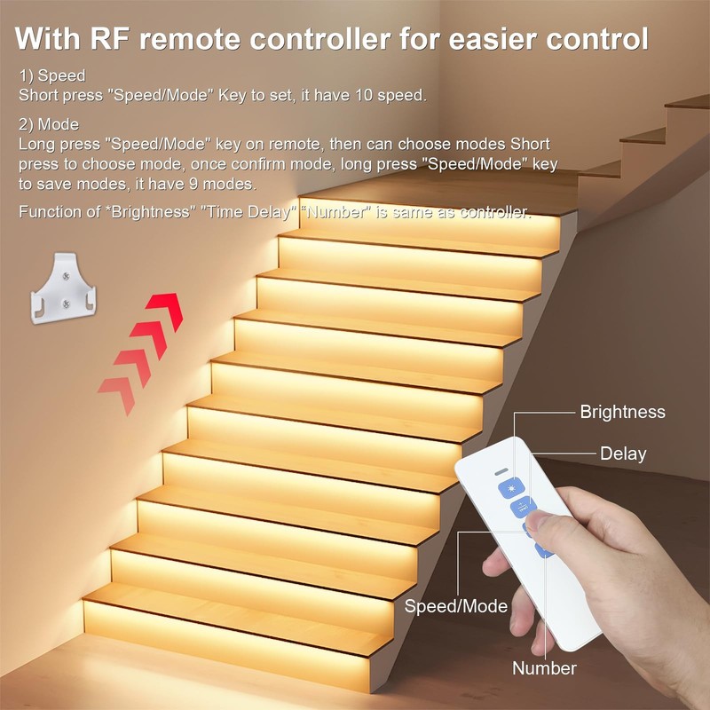Intelligent Motion Stair Light Kit with Main Wire& Daylight , Step by Step Co... gallery