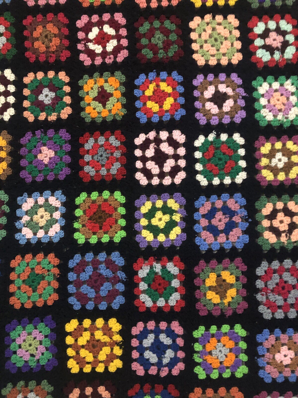 HAND MADE Multi-Color GRANNY SQUARES AFGHAN HAND MADE 41 x 77 gallery
