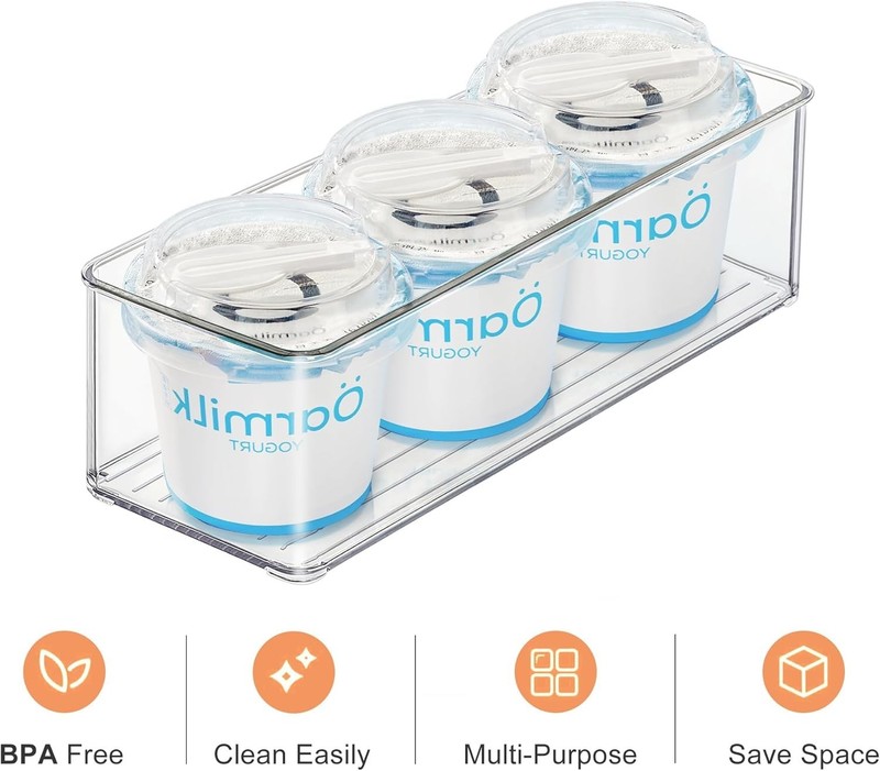 Compact 4 Pack Clear PET Storage Bins – Ideal for Fridge and Pantry Organization gallery