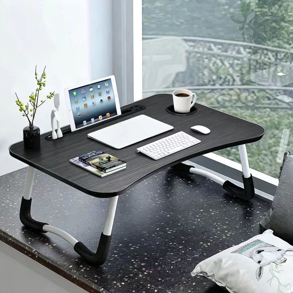 Laptop Bed Desk Foldable Portable Laptop Table Breakfast Tray Stand Stable gallery