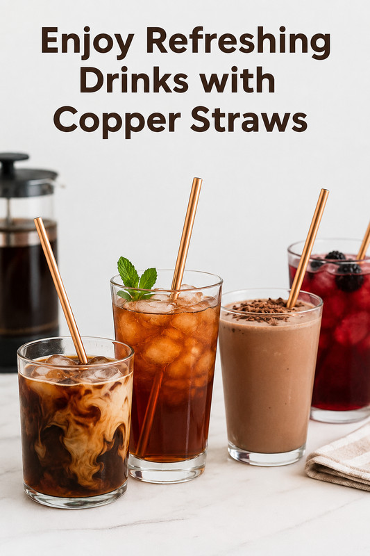 NEW! MODERN HOME 100% SOLID COPPER STRAWS - SET OF 4 - MOSCOW MULE ACCESSORY gallery