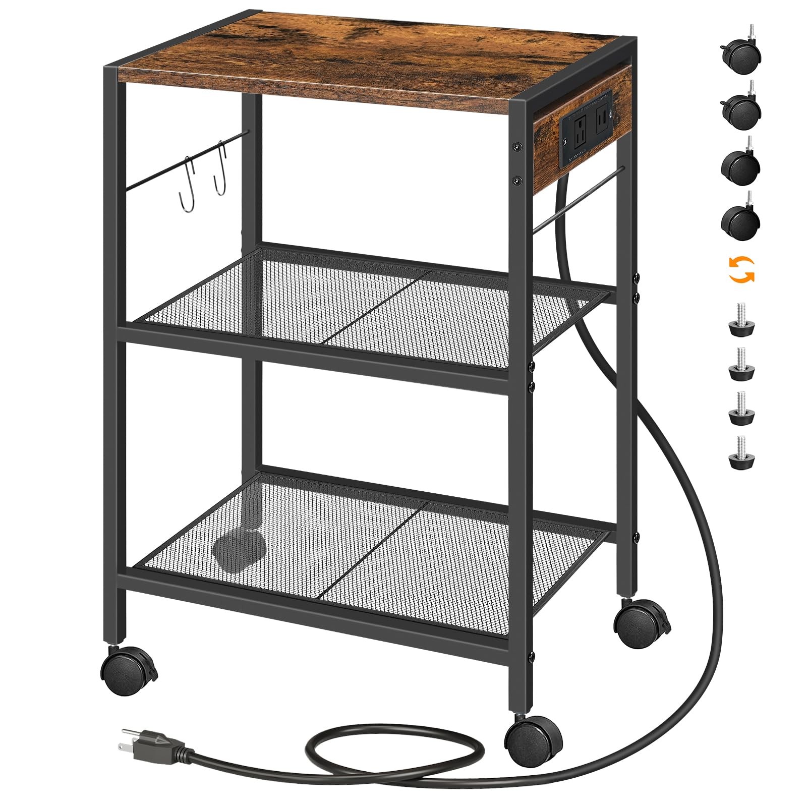 Industrial Printer Stand, 3-Tier Mobile Printer Table, Rolling Cart with Powe... gallery