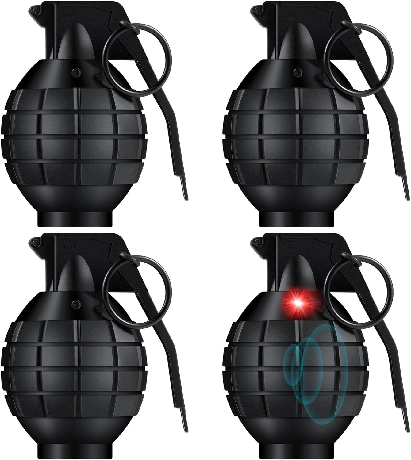 4 Pcs Plastic Hand Grenades with Realistic Sound Effects and Flashing Light,Fake gallery