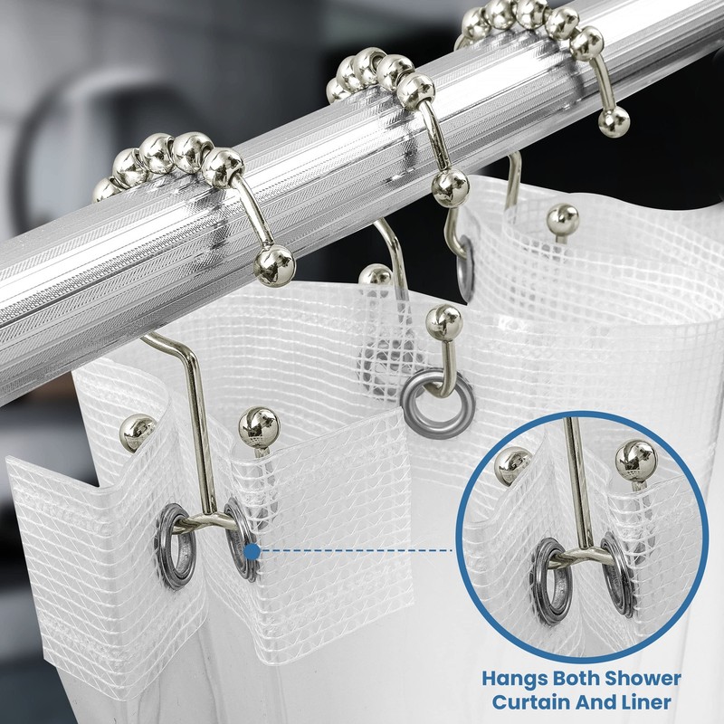 Utopia Bedding Double Glide Roller Set of 12 Shower Curtain Hooks, Double Si... gallery
