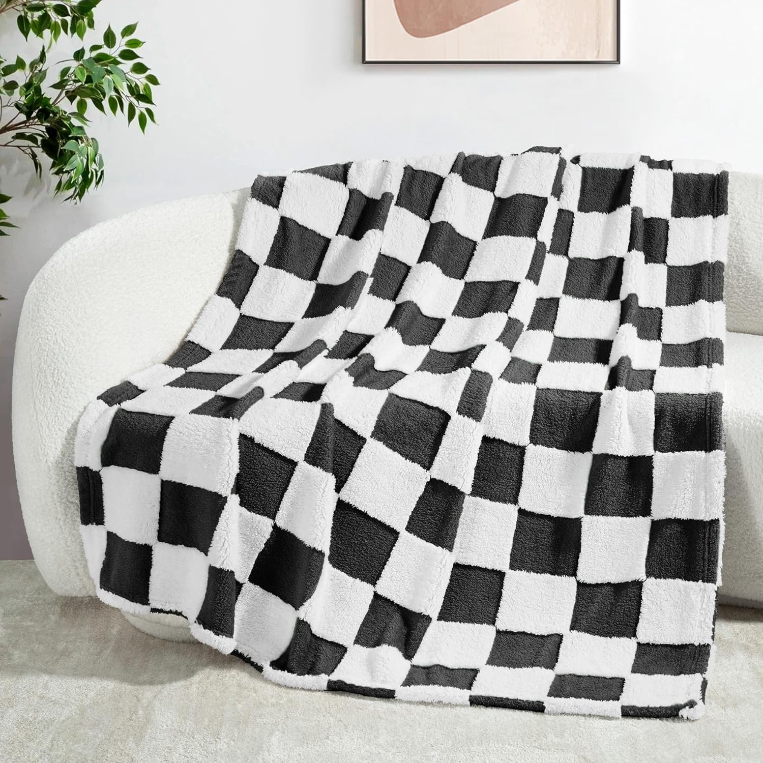 King Size Fleece Blanket Cozy Lightweight All Season Checkered Slate Blue 90x104 gallery