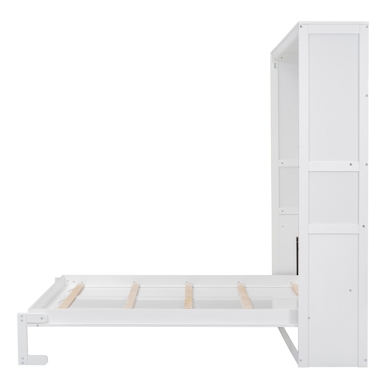 Queen Size Murphy Bed Wall Bed with Shelves,White gallery