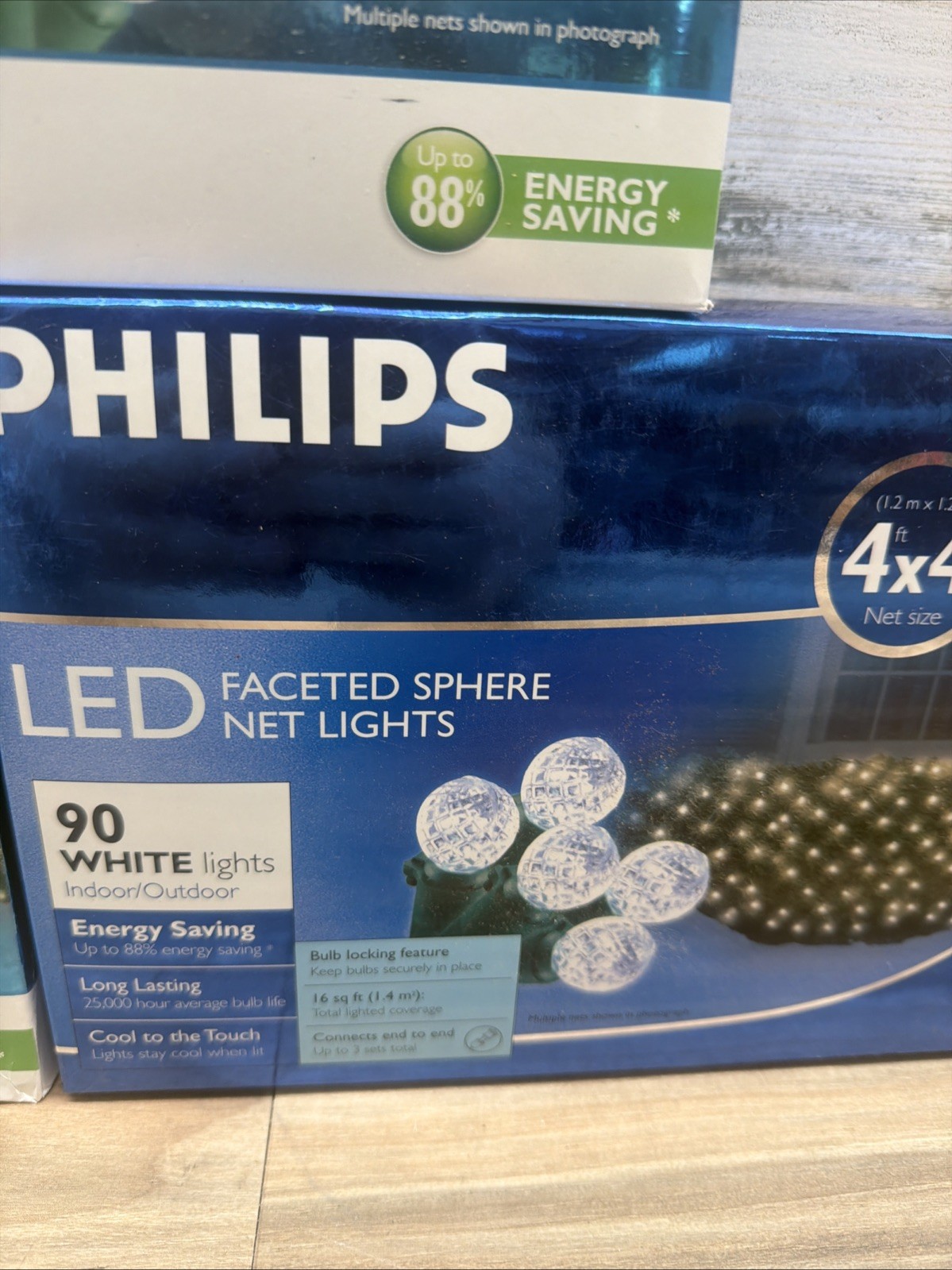 Philips Christmas Faceted LED Sphere Net White Lights 90 Count 3 Boxes New gallery