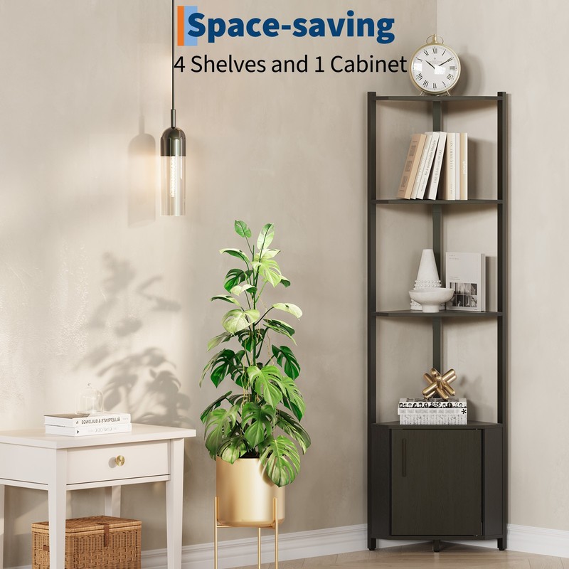 Corner Shelf with Storage 5-Tier Corner Storage Cabinet for Living Room Bedroom gallery