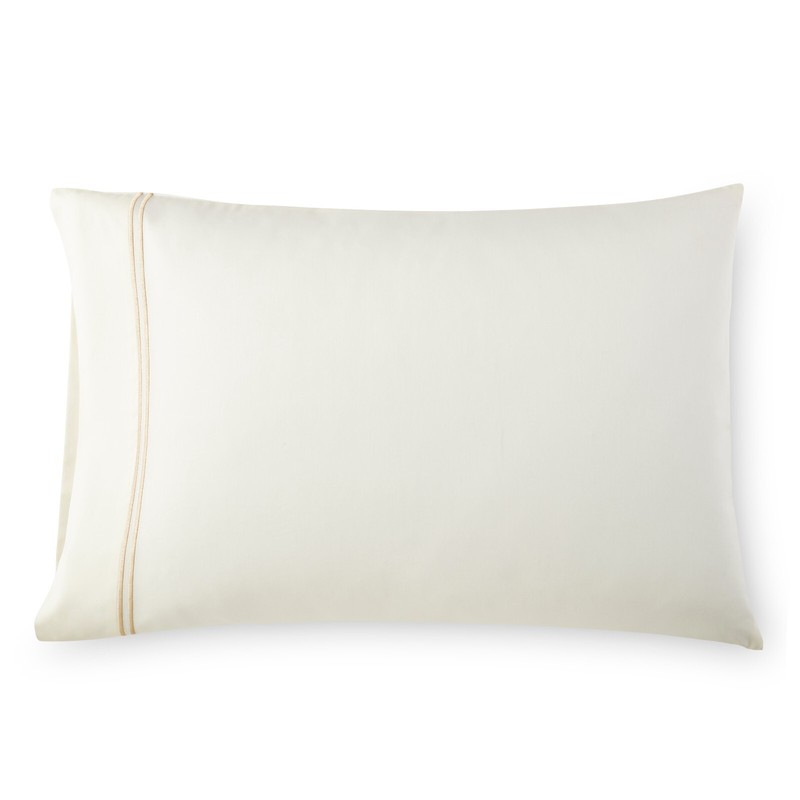 4pc Bed Sheet Set – Cotton with Double Rows Stitch Embroidery - Tan gallery