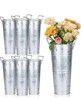 6 Pc Galvanized Metal Flower Buckets 10” Farmhouse Wedding Vases NOB gallery