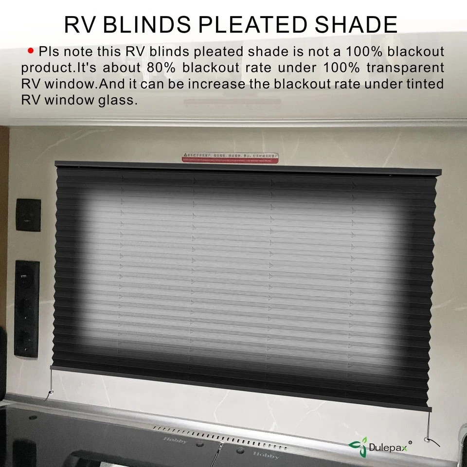 32" x 24" Black RV Pleated Shades - Window Blinds for Campers & Trailers gallery