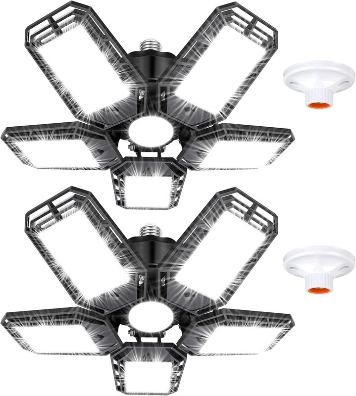 LED Garage Lights 2 Pack, Ceiling LED Shop Light 180W 18000LM 6500K Screw in ... gallery