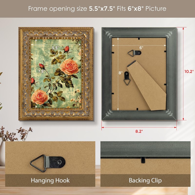 Poster Frame Ornate Bronze, Horizontal and Vertical Wall Display With Real Glass gallery
