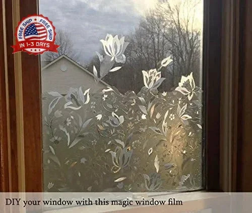 NIVIY Window Privacy Film with Installation Tools, Bathroom Stained Glass Decora gallery