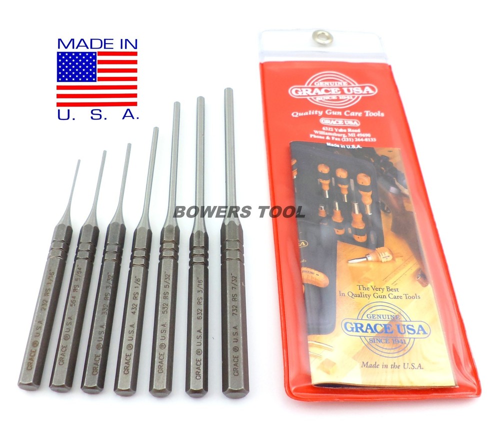 Grace Gunsmith Roll Spring Pin Punch Set 7pc Gun Care Machinist Made in USA