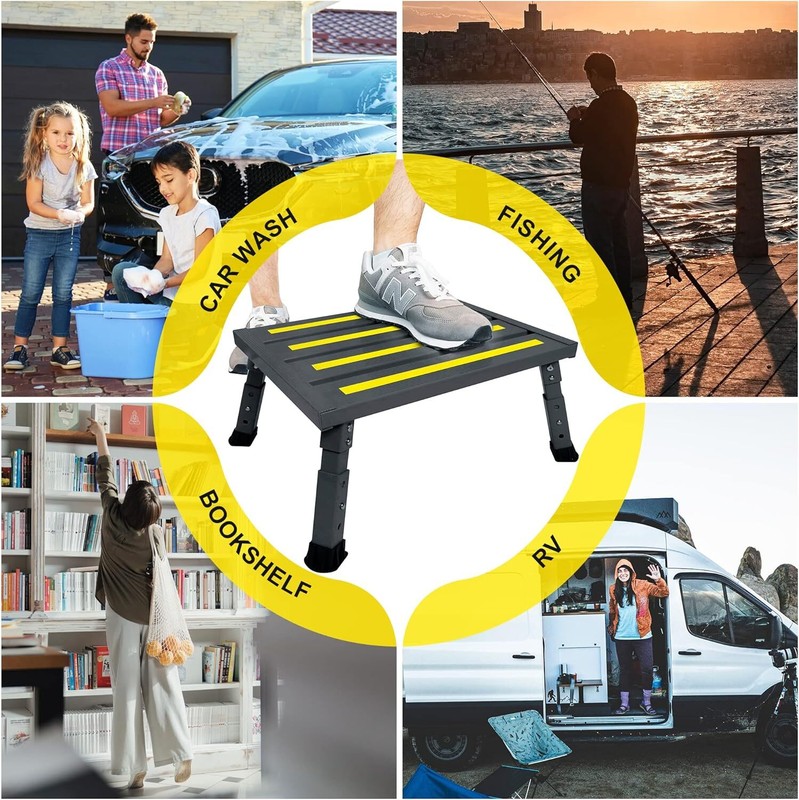 RV Step Stool Stable Foldable Platform Adjustable Height Non Slip Rubber Feet gallery